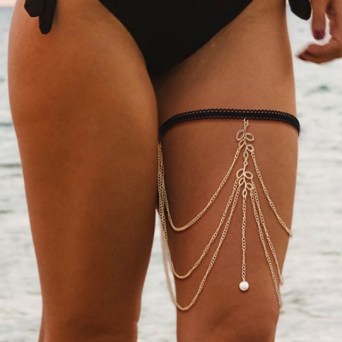 Cadena de pierna de cadenas de patchwork sexy de oro