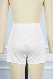 Blanc Casual Solide Patchwork Taille Haute Classique Culottes Classiques de Couleur Unie