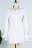 Cyan Casual Solid Patchwork Umlegekragen Hemdkleid Kleider
