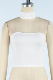 Blanc Sexy Street Solid Patchwork Halter Tops