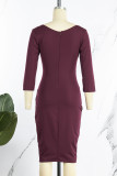 Purple Elegant Solid Patchwork Asymmetrical Collar One Step Skirt Dresses