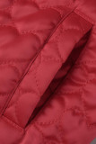 Casaco vermelho casual com letras de rua bordado patchwork fivela gola mandarim