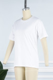 Mintgroen Casual Solid Basic T-shirts met ronde hals