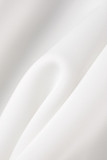 Белое элегантное однотонное вечернее платье в стиле пэчворк с круглым вырезом (без пояса)