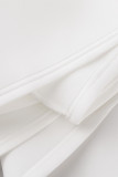 Robes de soirée blanches élégantes en patchwork à col rond (sans ceinture)