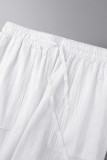 Белые повседневные однотонные однотонные брюки в стиле пэчворк с высокой талией