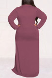 Geel Casual Street Solid Patchwork Gesp Turndown Collar Overhemdjurk Grote maten jurken