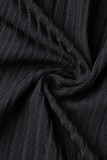 Черный Повседневная спортивная одежда Однотонный Пэчворк Контраст Воротник на молнии Без рукавов Из двух частей