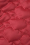 Casaco vermelho casual com letras de rua bordado patchwork fivela gola mandarim
