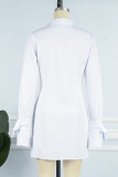 Cyan Casual Solid Patchwork Umlegekragen Hemdkleid Kleider