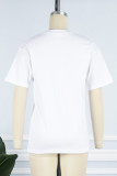 Himmelsblå Casual Solid Basic O-hals T-shirts