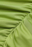 Combinaisons maigres à col en V et patchwork vert sexy