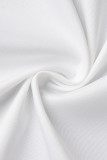 Белые повседневные однотонные пэчворк Воротник на молнии с коротким рукавом Из двух частей