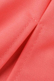 Abiti da abito a maniche corte con colletto quadrato in tinta unita casual rosa