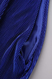Blauw Casual Solide Patchwork Rechte jumpsuits met vouwlint Kraag