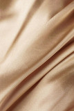 Vestido informal de manga corta con cuello vuelto en contraste de patchwork liso morado Vestidos