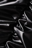 Zwart Casual Solid Fold Rits Kraag Skinny Romper
