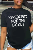 T-shirt con scollo a O con stampa di strada casual nera