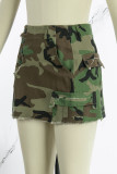 Camouflage Casual Street Camouflage Print Patchwork High Waist Typ A Full Print Bottoms