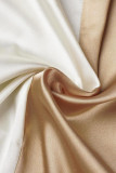 Абрикосовое повседневное однотонное платье в стиле пэчворк с контрастным отложным воротником и короткими рукавами Платья Платья