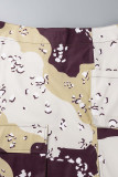 Apricot Street Print Tasca patchwork Fessura Vita alta Pantaloni dritti con stampa completa
