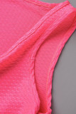 Peach Casual Sportswear Solid Patchwork O-hals ärmlös två delar