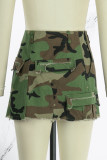 Camouflage Casual Street Camouflage Print Patchwork High Waist Typ A Full Print Bottoms