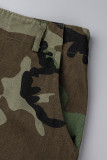 Camouflage Casual Street Stampa mimetica Patchwork Vita alta Tipo A Pantaloni con stampa completa