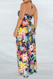 Veelkleurige sexy casual print bandage rugloze strapless reguliere jumpsuits