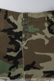 Camouflage Casual Street Stampa mimetica Patchwork Vita alta Tipo A Pantaloni con stampa completa