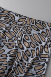 Leopardtryck Casual Print Leopard Genomskinlig Skinny High Waist Pencil Byxor med heltryck