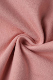 Roze casual effen spijkerbroek met halfhoge taille en kwastjes