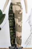 Camouflage Casual Camouflage Print Patchwork Regular Vita alta Pantaloni patchwork convenzionali
