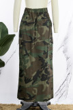 Camouflage Lässiger Camouflage-Druck Regular High Waist Konventionelle Full Print Bottoms