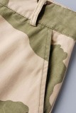 Camuflaje Casual Estampado de camuflaje Patchwork Regular Cintura alta Pantalones patchwork convencionales