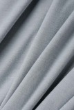 Grey Casual Solid Basic V Neck Short Sleeve Dress Plus Size Dresses