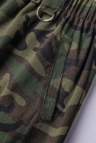 Camouflage Casual Camouflageprint Patchwork Normaal Hoge taille Conventionele rok met volledige print