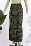 Камуфляжная Повседневная юбка с камуфляжным принтом в стиле пэчворк Обычная юбка с высокой талией и полным принтом