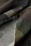 Camuflagem Casual Estampa de Camuflagem Regular Cintura Alta Convencional Calças de Baixo Estampadas Completas
