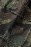 Camouflage Casual Camouflage Print Vanlig hög midja Konventionella heltrycksbottnar