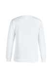 Blusas brancas casuais com estampa de rua e patchwork com decote em O e cintura média