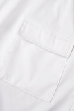 Sky Blue Casual Solid Patchwork Pocket Zipper Turndown Collar One Step Skirt Dresses
