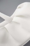 Robes de soirée blanches sexy formelles solides dos nu fente col en V