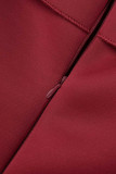 Rose Red Elegant Solid Patchwork Sicke V-Ausschnitt One Step Rock Kleider