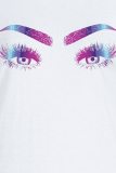 Vita Casual Street Eyes tryckta Patchwork O-hals T-shirts