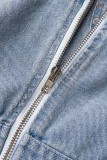 Tute di jeans regolari senza spalline senza spalline senza spalline patchwork strappate casual blu sexy