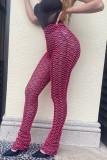 Roze casual gestreepte patchwork skinny conventionele broek met hoge taille