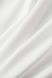 Manica corta colletto con cerniera patchwork solido casual bianco due pezzi