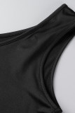 Robes de jupe crayon à col oblique en patchwork solide noir sexy