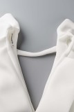 Vestido de noite branco sexy formal sólido sem costas com decote em V